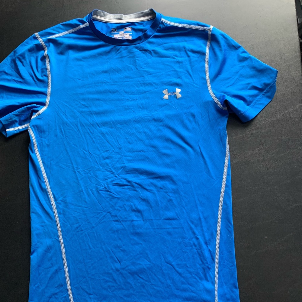 Under Armour HeatGear Fitted Shirt in Blue and Gray size small
